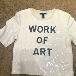 White sequined top from forever 21- “Work of Art”